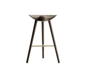 ML 42, bar stool, brown oiled oak / brass