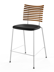 GM 4107 Tiger Barstool, Stainless Steel, Walnut Oiled